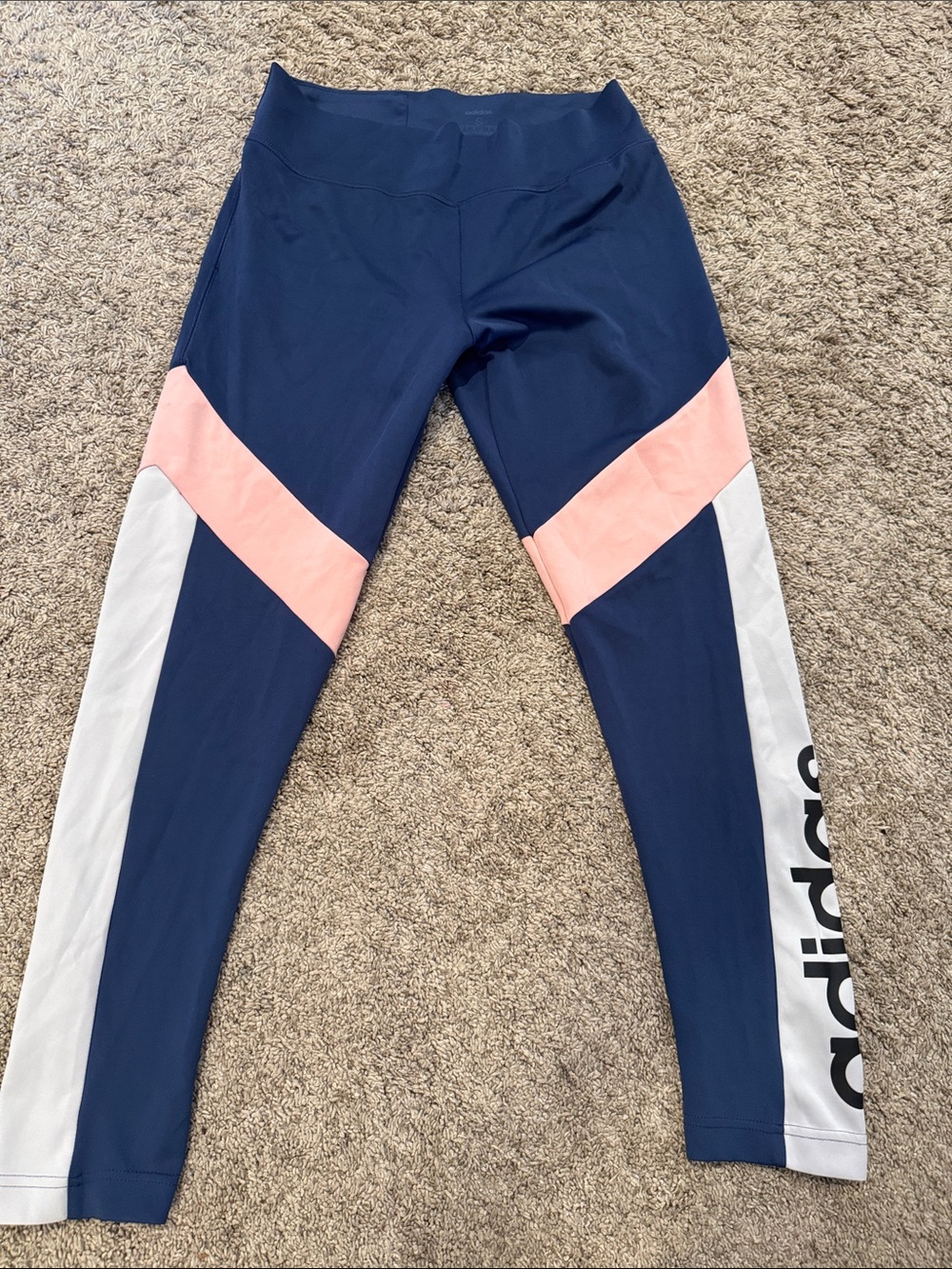Adidas Navy, Pink & White Colorblock Leggings